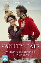 Man in rood uniform en vrouw in paarse jurk, met de tekst 'Vanity Fair' en 'As seen on ITV'.
