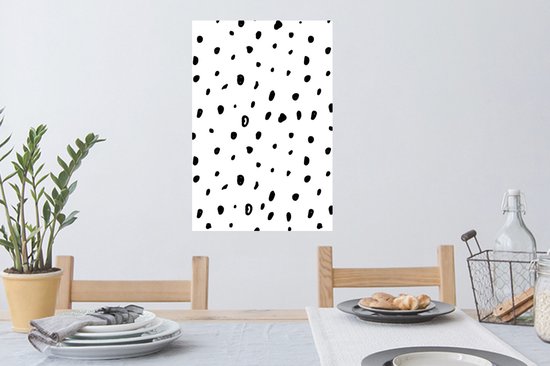 Sticker Muursticker Motif Fleurs - Motif à pois noir et blanc - 40x60 cm - feuille autocollante - sticker mural repositionnable