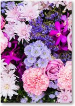 Roze en Paarse Bloemen - A4 Poster Staand - 21x30cm - Natuur - Bloemen