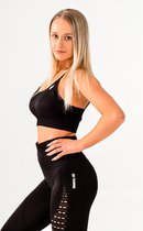 Energy sportoutfit / fitness kleding set voor dames / fitness legging + sport bh (zwart)