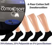 6-Paar Cotton Soft Sneakersokken in Zwart Kleur-Maat 40-46