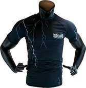 Super Pro Combat Gear Compression Shirt Short Sleeve Thunder Zwart/Grijs Small