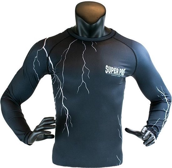 Foto: Super pro combat gear compression shirt long sleeve thunder zwart grijs extra extra large