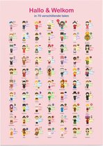Educatieve poster (Forex) - Hallo & welkom in 70 talen - 50 x 70 cm (B2)