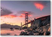 Golden Gate Bridge - zonsondergang - San Francisco, Californië - 70x50 Canvas Liggend - Landschap
