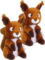 2x stuks keel Toys pluche bruine Eekhoorn knuffel 14 cm - Eekhoorns bosdieren knuffeldieren - Speelgoed voor kind