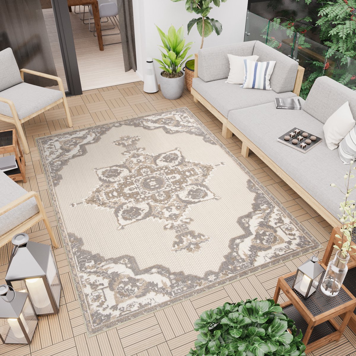 Tapiso Patio Indoor Tapijt Buitenkleed Tuintapijt Vloerkleed Outdoor Modern Maat- 120x170