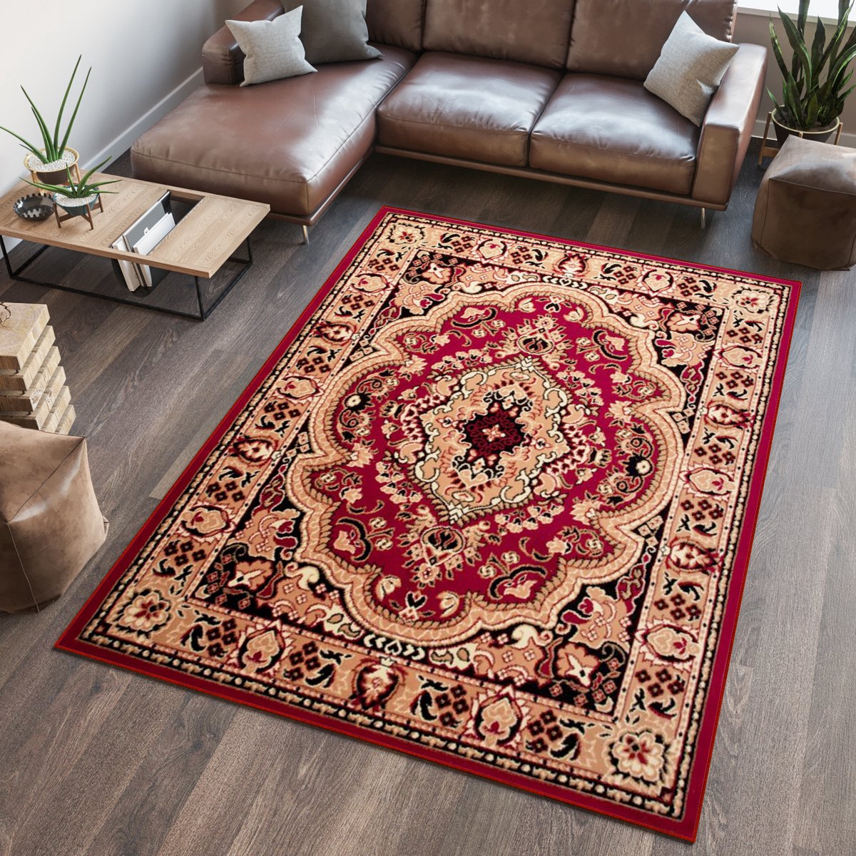 Tapiso Atlas PP Vloerkleed Rood Woonkamer Tapijt Maat- 60x100