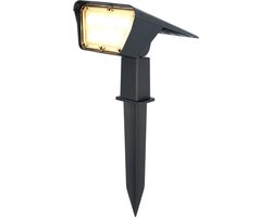 HOFTRONIC Odessa - Solar tuinspot - zwart - IP65 waterdicht - 3000K Warm wit (sfeervol) - geschikt als prikspot of buitenlamp op zonne-energie