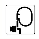 Signe de silence - plastique - blanc noir 150 x 150 mm