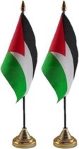 2x stuks palestina tafelvlaggetjes 10 x 15 cm met standaard