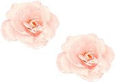 6x stuks roze rozen kerstversiering clip decoratie 12 cm - Kerstversiering/kerstboomversiering