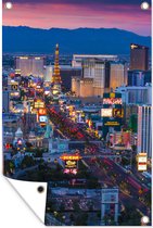 Tuinposter - Tuindoek - Tuinposters buiten - Las Vegas strip - Zonsondergang - Roze - 80x120 cm - Tuin