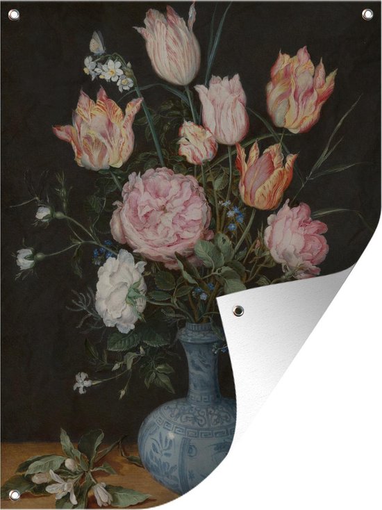 Affiche de jardin - Toile de jardin - Affiches de jardin extérieur - Vase Wan-Li avec fleurs - Peinture de Jan Brueghel l'Ancien - Posters de jardin cm - Jardin