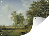 Tuinschilderij Gelders landschap - Schilderij van G.J.J Van Os - 80x60 cm - Tuinposter - Tuindoek - Buitenposter