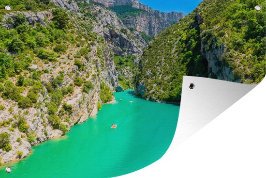 Tuinposters buiten Blauwe water in de Gorges du Verdon in Frankrijk - 90x60 cm - Tuindoek - Buitenposter