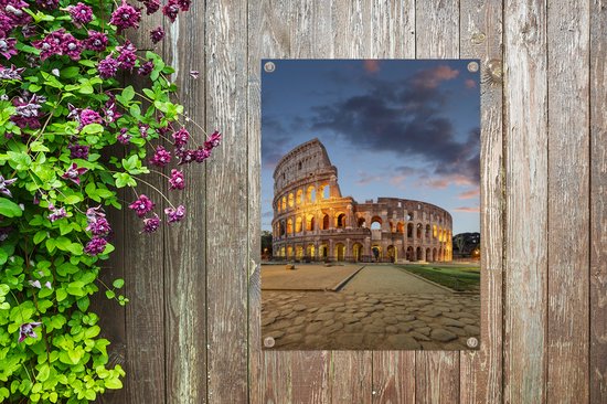 Tableau de jardin Italie - Rome - Théâtre - 60x80 cm - Affiche de jardin - Toile de jardin - Affiche d'extérieur