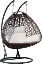 Eistoel Egg Cocoon Chair Hangend Wicker met Standaard - Hangstoel voor Binnen en Buiten - 2 Persoons DOPPIO