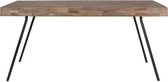 Nancy's South San Gabriel Tafel - Industrieel - Naturel, Zwart, Bruin - Teak, Staal, Melamine - 90 cm x 180 cm x 76 cm