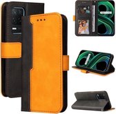 Voor OPPO Realme 8 5G/V13 5G/Q3 5G/Q3i 5G Zakelijke Stiksels-Kleur Horizontale Flip PU Lederen Case met Houder & Kaartsleuven & Fotolijst & Lanyard (Oranje)