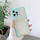 Volledige dekking 360 doorzichtige pc + TPU schokbestendige beschermhoes met kaartsleuf voor iPhone 12/12 Pro (mintgroen)