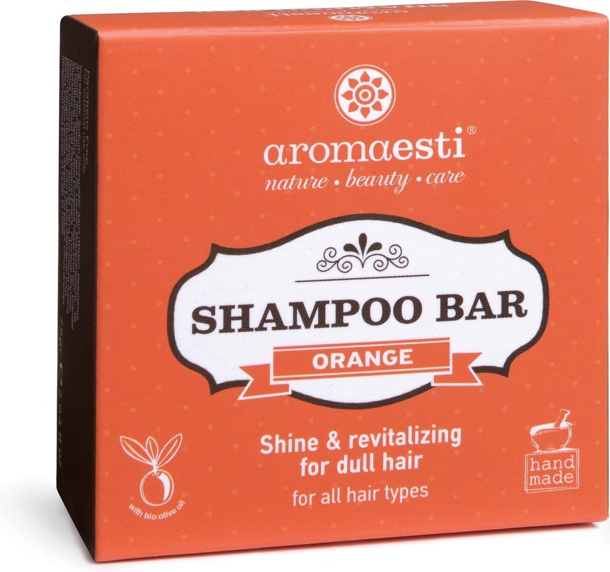 Aromaesti Shampoo Bar Orange - sinaasappel - shampoo bij futloos haar - solid shampoo - vegan - duurzaam - biologisch - diervriendelijk - zero waste - 60 gram