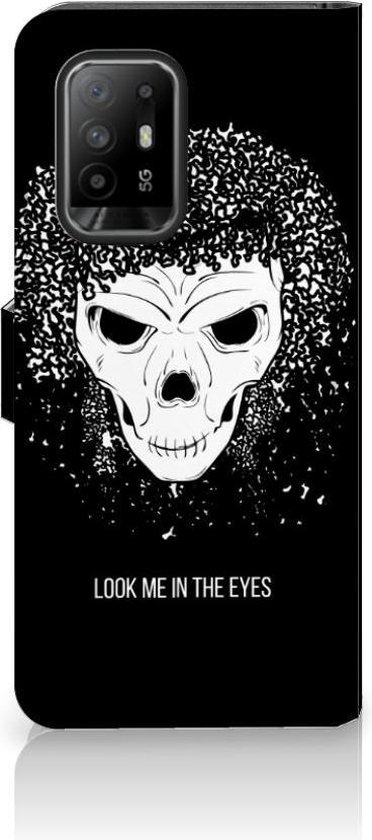 PU Cuir Premium Flip Case pour OPPO Reno5 Z | A94 5G Coque Téléphone Crâne Cheveux