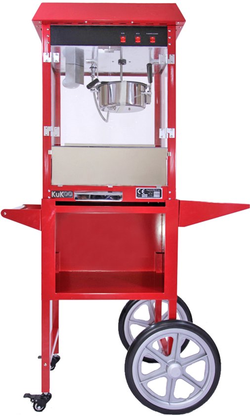Retro popcornmachine met kar - rood - 235ml - rvs hittelamp — afbeelding 2