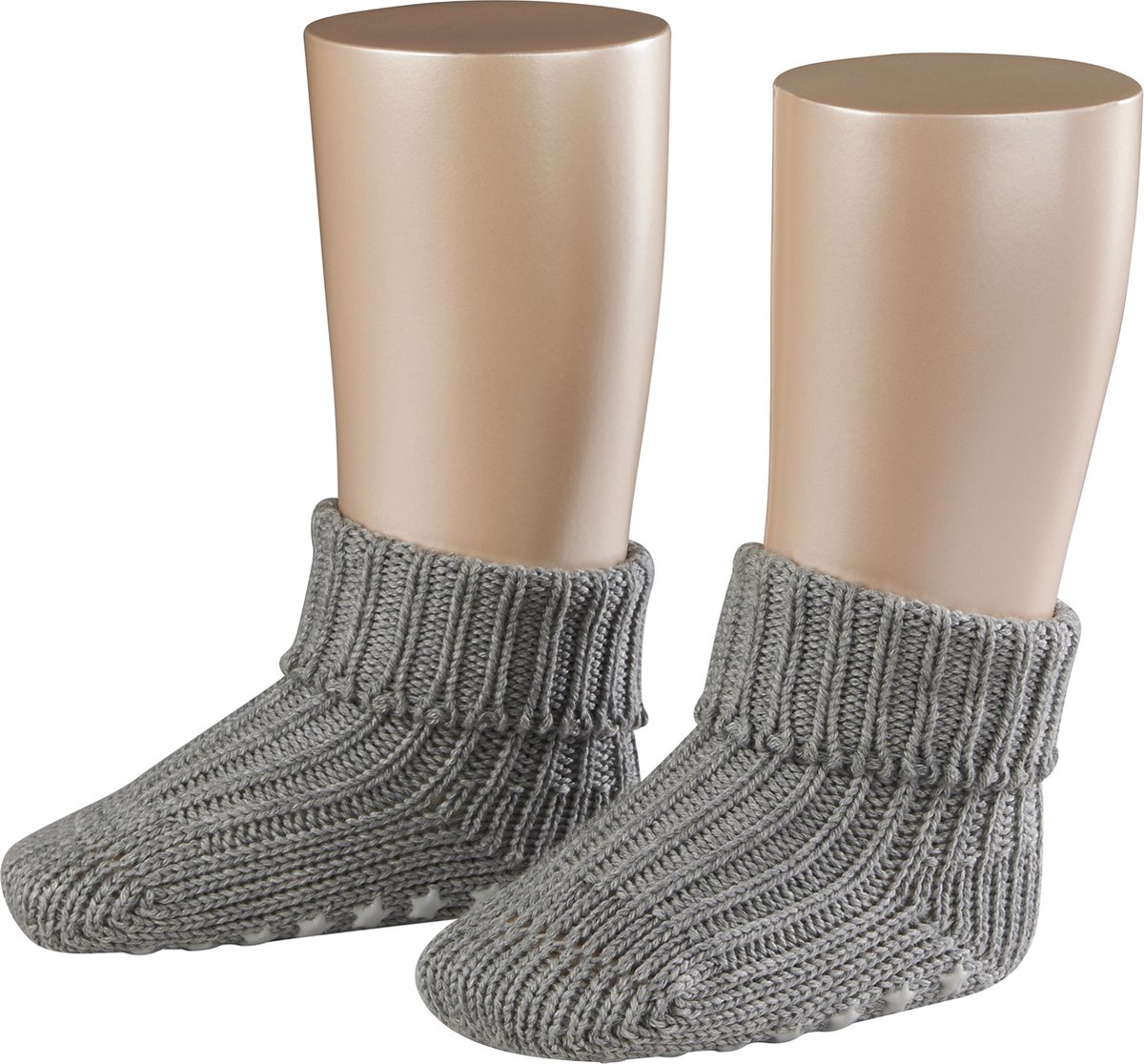 FALKE Cotton Catspads antislip noppen katoen huissokken babysokjes meisjes jongens grijs - Maat 62-68
