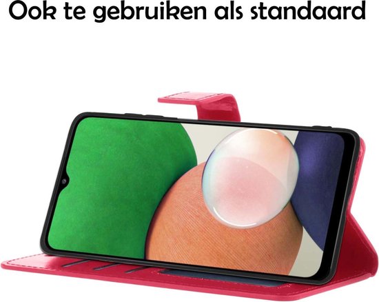 Samsung A22 Book Case avec protection d'écran Version 5G - Samsung Galaxy A22 Case Wallet Cover - Housse Samsung A22 avec protection d'écran Version 5G - Rose foncé