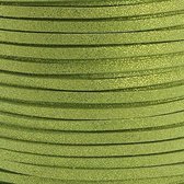 Faux suede glitter veter, groen geel, 1 meter