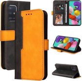 Voor Samsung Galaxy A51 4G/M40s 4G Zakelijke Stiksels-Kleur Horizontale Flip PU Lederen Case met Houder & Kaartsleuven & Fotolijst (Oranje)