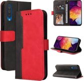 Voor Samsung Galaxy A50 / A30s / A50s Zakelijke stiksels-kleur Horizontale Flip PU-lederen hoes met houder & kaartsleuven & fotolijst (rood)