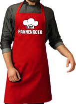 Chef pannenkoek schort / keukenschort rood voor heren - kookschorten / keuken schort