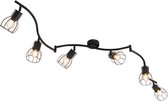 QAZQA botu - Moderne Plafondlamp - 6 lichts - L 145 cm - Zwart - Woonkamer | Slaapkamer | Keuken