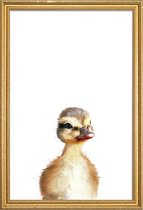 JUNIQE - Poster met houten lijst Eendje illustratie -20x30 /Geel & Wit