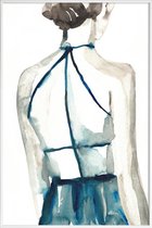 JUNIQE - Poster in kunststof lijst Whisky Shot -20x30 /Blauw & Wit