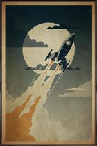 JUNIQE - Poster in kunststof lijst Nacht lancering – Raket -30x45
