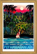 JUNIQE - Poster met houten lijst hawaii2 -20x30 /Blauw & Groen