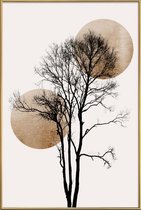 JUNIQE - Poster met kunststof lijst Sun And Moon Hiding Gold -40x60