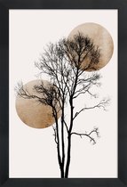 JUNIQE - Poster in houten lijst Sun And Moon Hiding Gold -30x45 /Ivoor