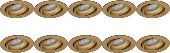 Spot Armatuur 10 Pack - Proma Delton Pro - GU10 Inbouwspot - Rond - Goud - Aluminium - Kantelbaar - Ø82mm