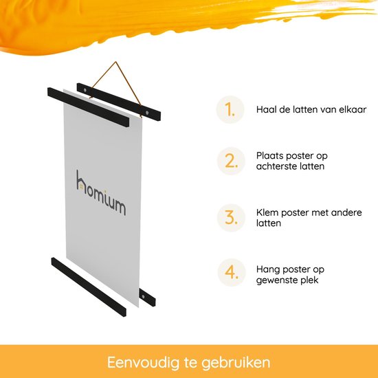 Porte-affiche (30 cm) en bois noir avec fermeture magnétique | A3 | système de suspension d'affiche - cadre d'affiche - cadre d'affiche - clip d'affiche - support d'affiche