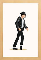 JUNIQE - Poster in houten lijst Moonwalk dans -20x30 /Wit & Zwart