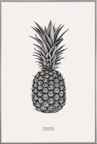 JUNIQE - Poster met kunststof lijst Pineapple -13x18 /Grijs & Ivoor