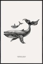 JUNIQE - Poster in kunststof lijst Humpback Whale -30x45 /Grijs &