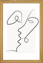 JUNIQE - Poster met houten lijst Kissed -13x18 /Grijs & Ivoor