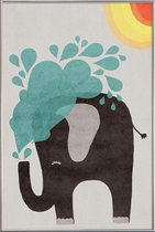 JUNIQE - Poster met kunststof lijst Funny Elephant 2 -13x18 /Blauw &