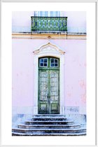 JUNIQE - Poster in kunststof lijst Lisbon Doorway -30x45 /Groen & Roze