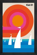 JUNIQE - Poster in houten lijst Vintage Kiel 81 -30x45 /Kleurrijk
